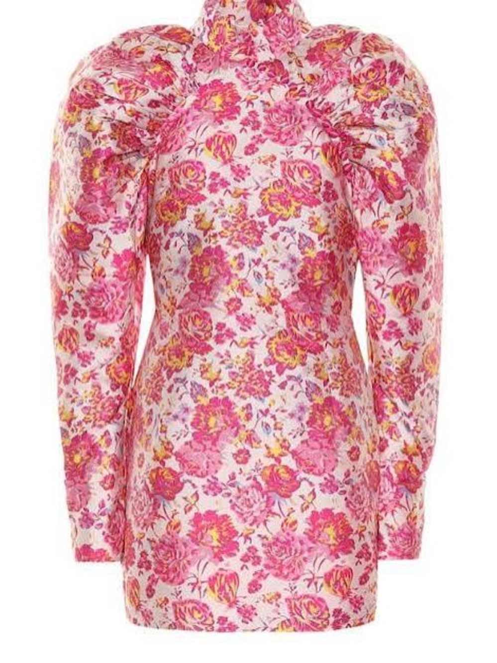 ROTATE Birger Christensen Number 1 Floral Jacquard Puff Sleeve Mini Dress